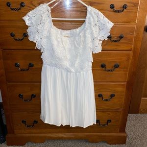 Off the shoulder white lace dress